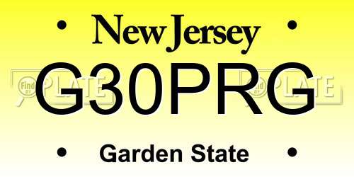 G30PRG New Jersey License Plate