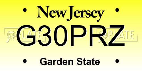 G30PRZ New Jersey License Plate