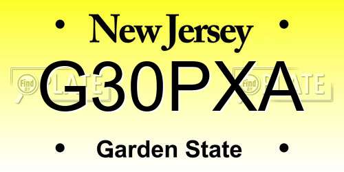 G30PXA New Jersey License Plate