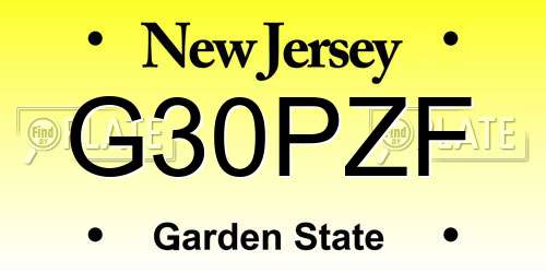 G30PZF New Jersey License Plate