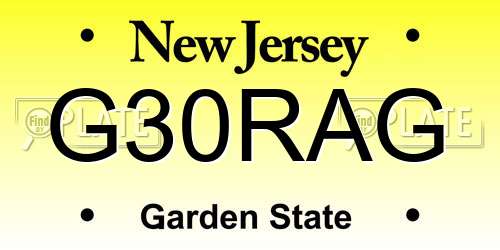 G30RAG New Jersey License Plate