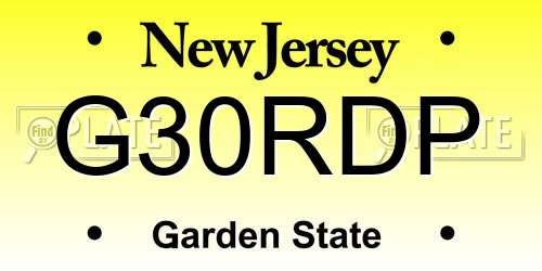 G30RDP New Jersey License Plate