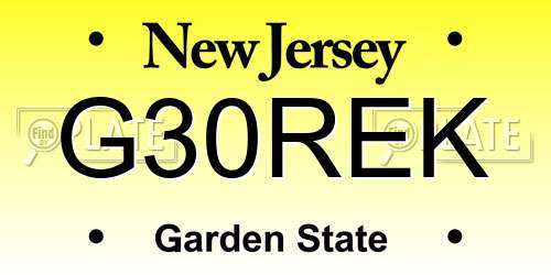 G30REK New Jersey License Plate