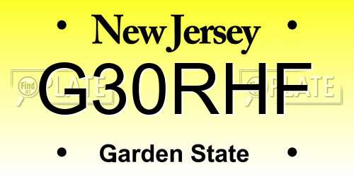G30RHF New Jersey License Plate