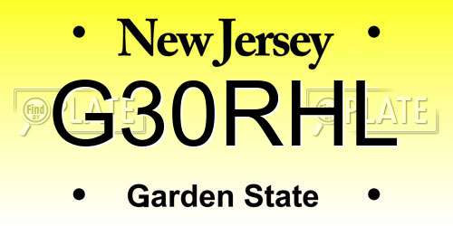G30RHL New Jersey License Plate