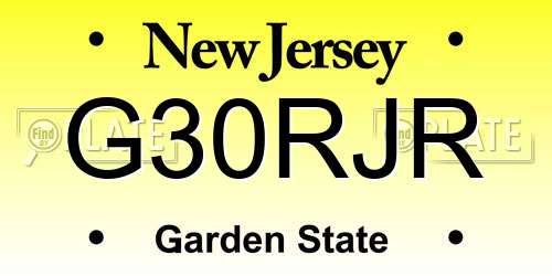 G30RJR New Jersey License Plate