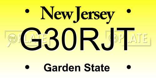 G30RJT New Jersey License Plate