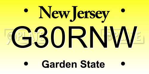 G30RNW New Jersey License Plate