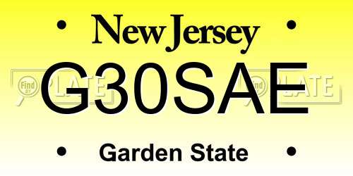 G30SAE New Jersey License Plate