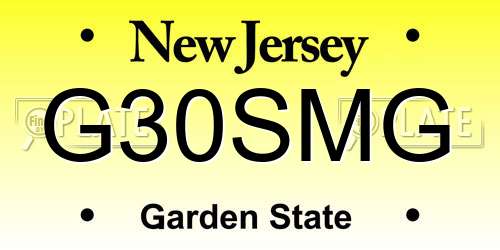 G30SMG New Jersey License Plate