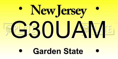 G30UAM New Jersey License Plate