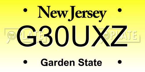 G30UXZ New Jersey License Plate