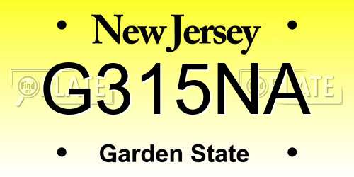 G315NA New Jersey License Plate