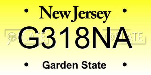 G318NA New Jersey License Plate