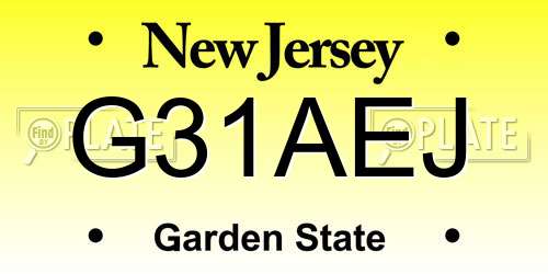 G31AEJ New Jersey License Plate
