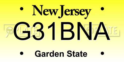 G31BNA New Jersey License Plate