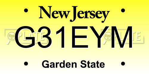 G31EYM New Jersey License Plate
