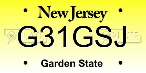 G31GSJ New Jersey License Plate