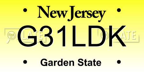 G31LDK New Jersey License Plate