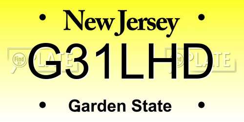 G31LHD New Jersey License Plate