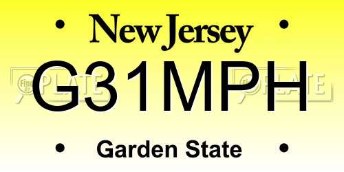 G31MPH New Jersey License Plate