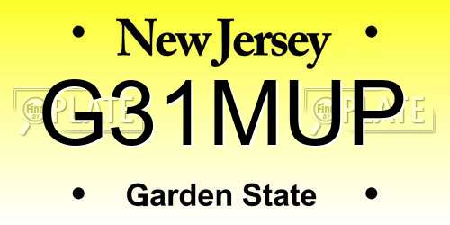 G31MUP New Jersey License Plate