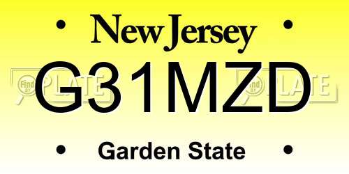 G31MZD New Jersey License Plate