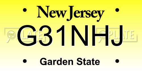 G31NHJ New Jersey License Plate