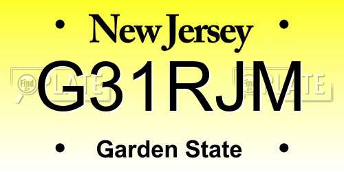 G31RJM New Jersey License Plate