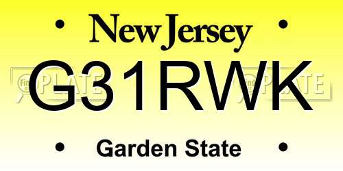 G31RWK New Jersey License Plate
