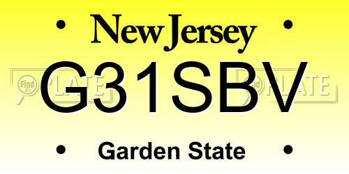 G31SBV New Jersey License Plate