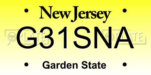 G31SNA New Jersey License Plate
