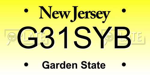 G31SYB New Jersey License Plate