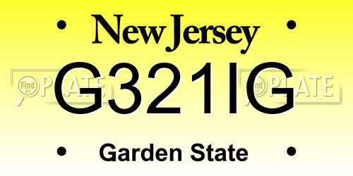 G321IG New Jersey License Plate