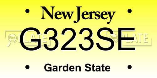 G323SE New Jersey License Plate