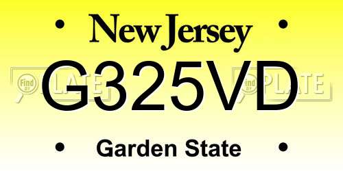 G325VD New Jersey License Plate