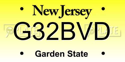 G32BVD New Jersey License Plate
