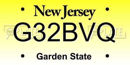 G32BVQ New Jersey License Plate