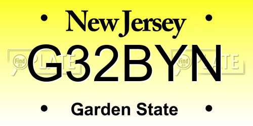 G32BYN New Jersey License Plate