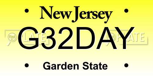G32DAY New Jersey License Plate
