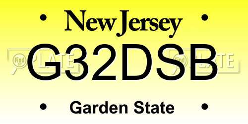 G32DSB New Jersey License Plate
