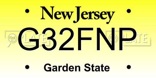 G32FNP New Jersey License Plate
