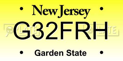 G32FRH New Jersey License Plate