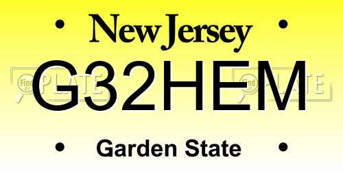 G32HEM New Jersey License Plate