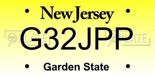 G32JPP New Jersey License Plate