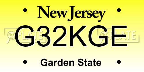 G32KGE New Jersey License Plate