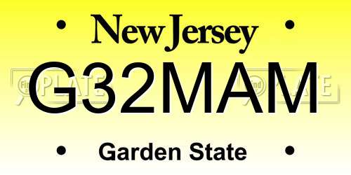 G32MAM New Jersey License Plate