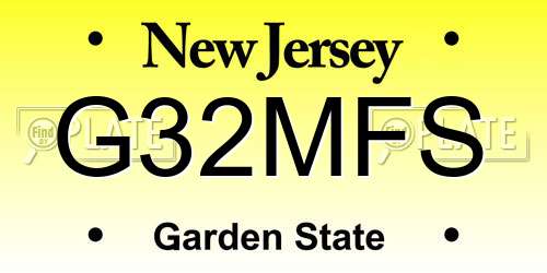 G32MFS New Jersey License Plate