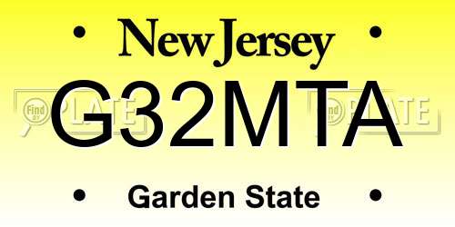 G32MTA New Jersey License Plate