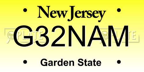 G32NAM New Jersey License Plate